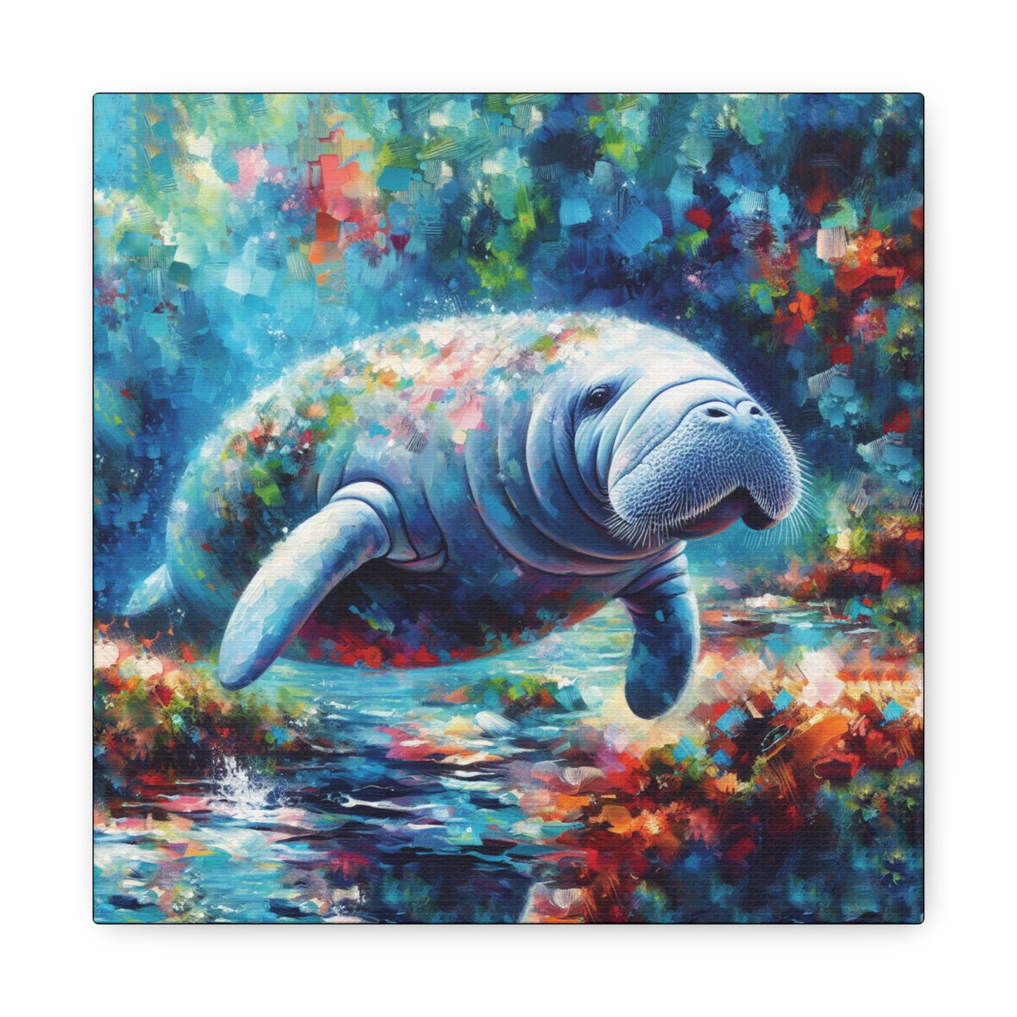Manatee Garden Expressionist Canvas Art Print