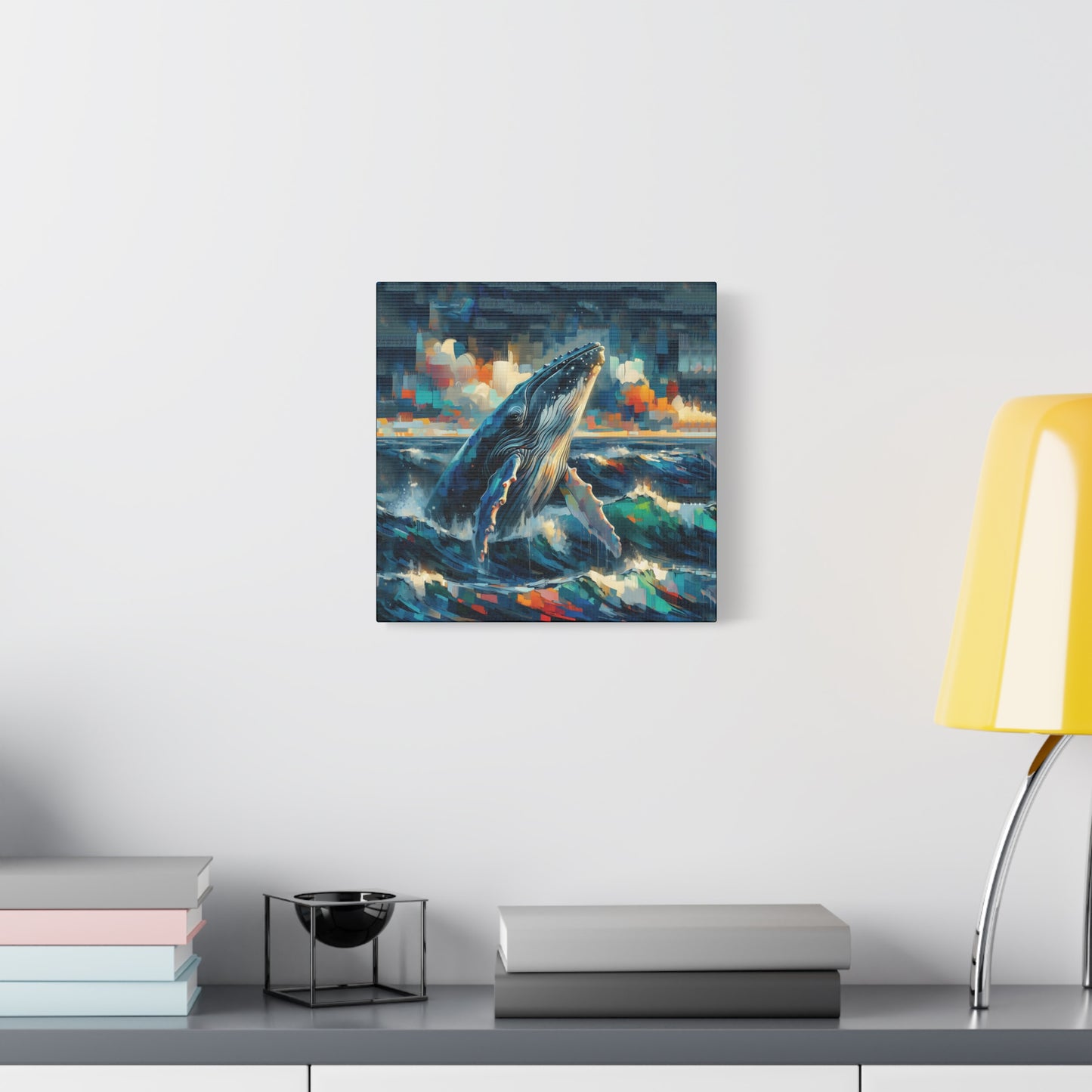 Humpback Breaching Expressionist Canvas Art Print