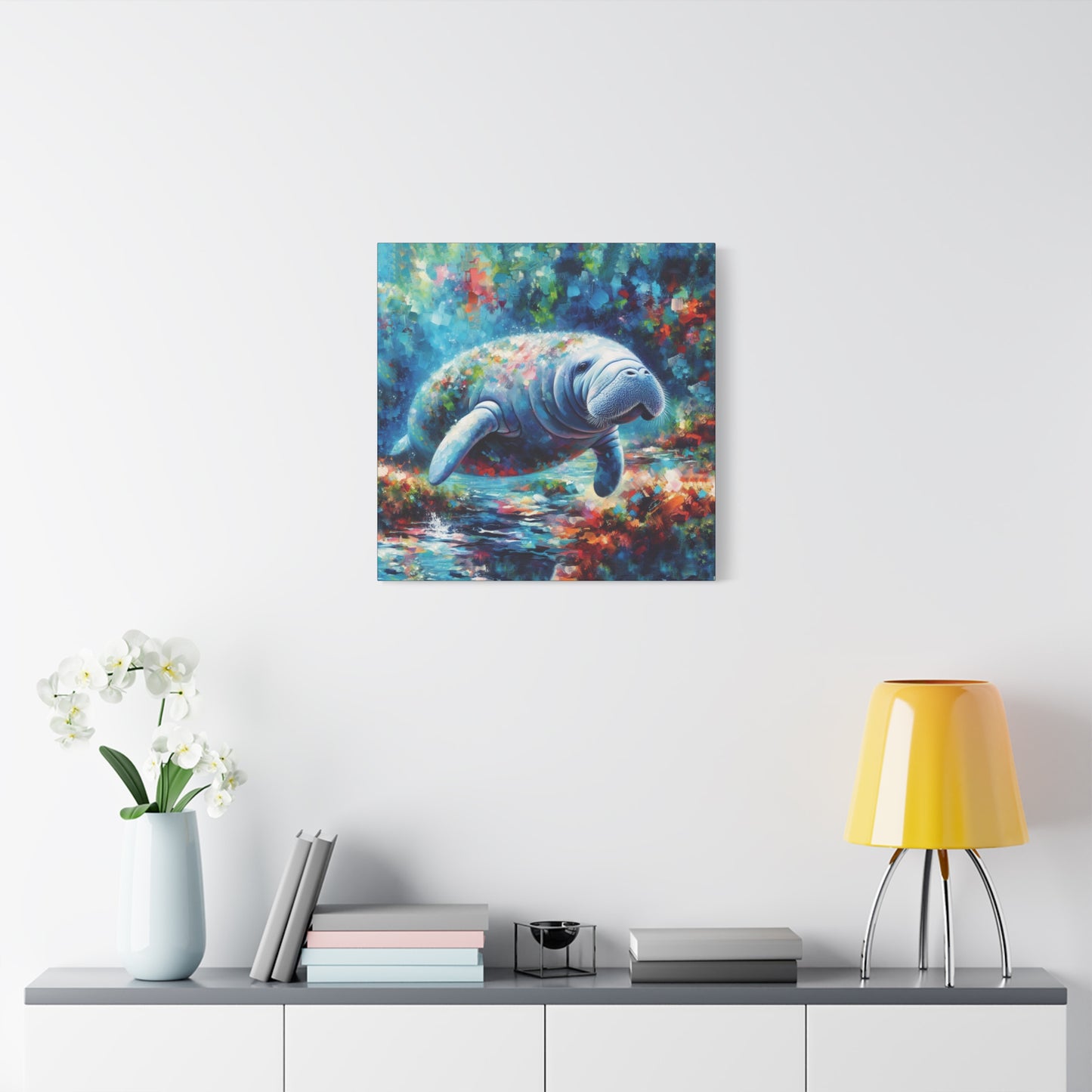 Manatee Garden Expressionist Canvas Art Print