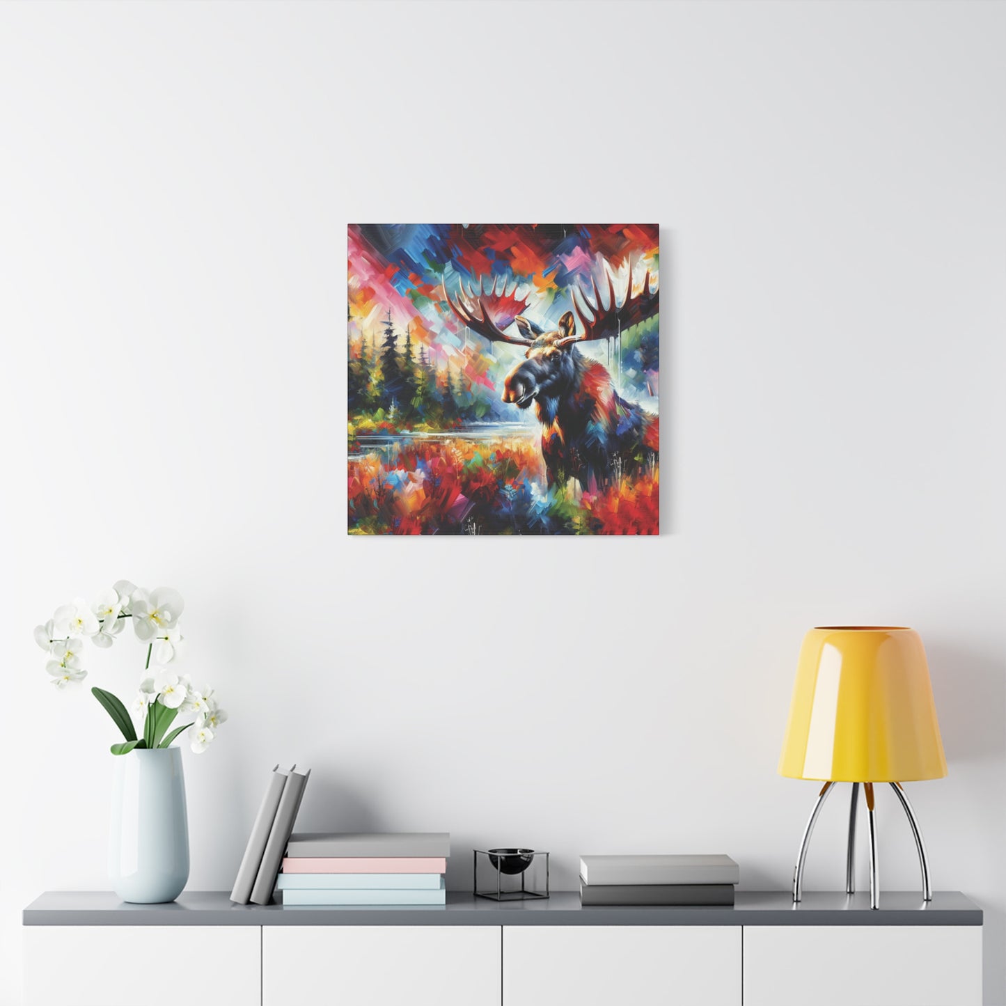 Sunrise Moose Expressionist Canvas Art Print