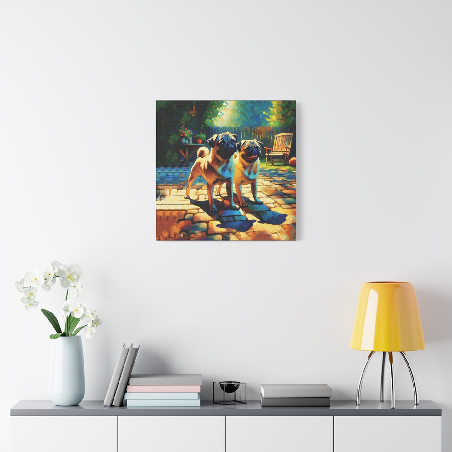 Fawn Pugs Expressionist Canvas Art Print