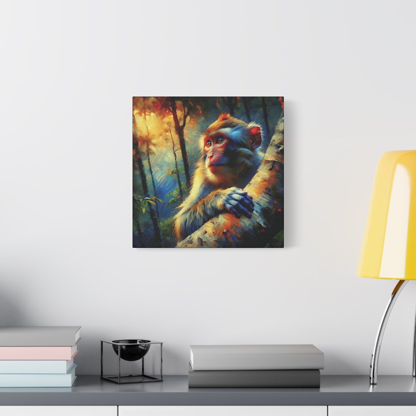 Monkey Wall Art - Rhesus Macaque Expressionist Canvas Art Print