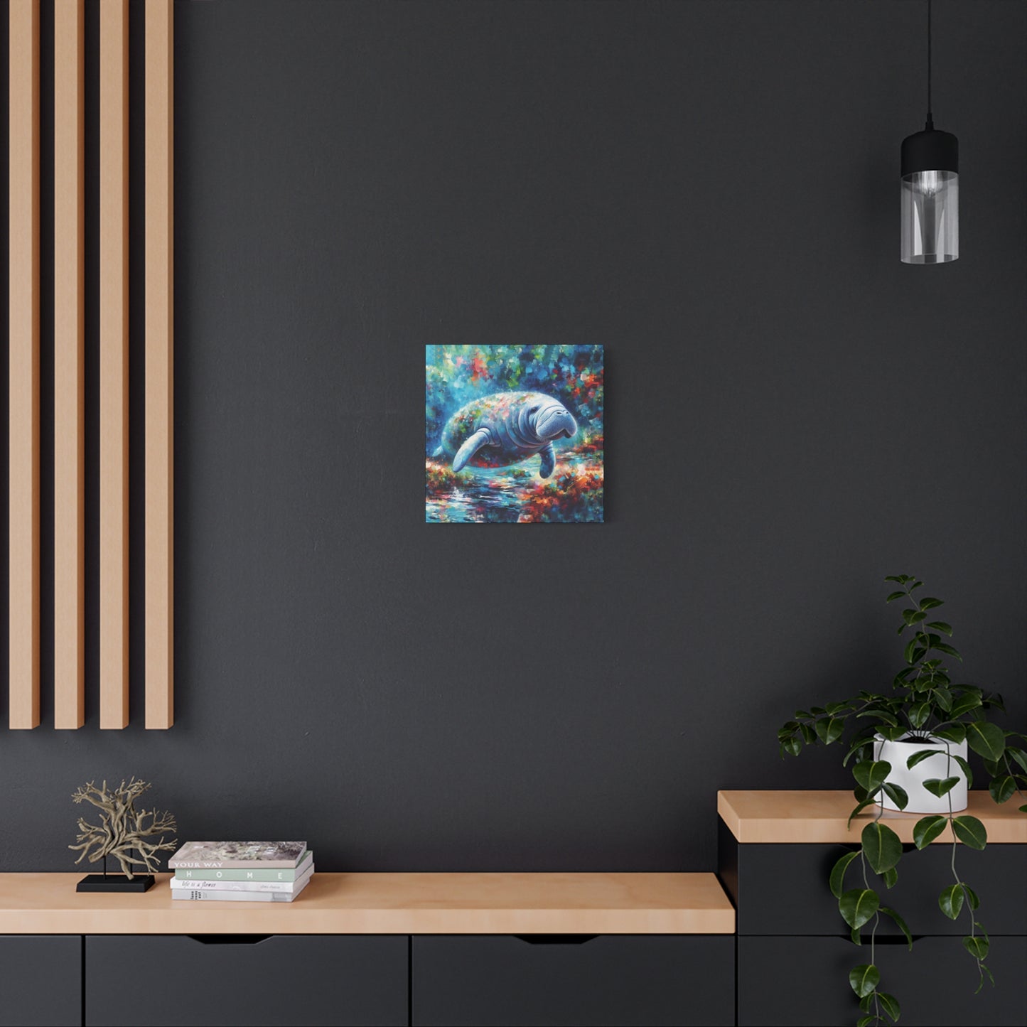 Manatee Garden Expressionist Canvas Art Print