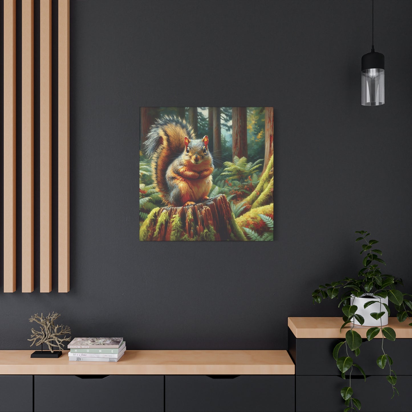 Douglas Squirrel in Olympic National Forest Impressionist Canvas Art Print