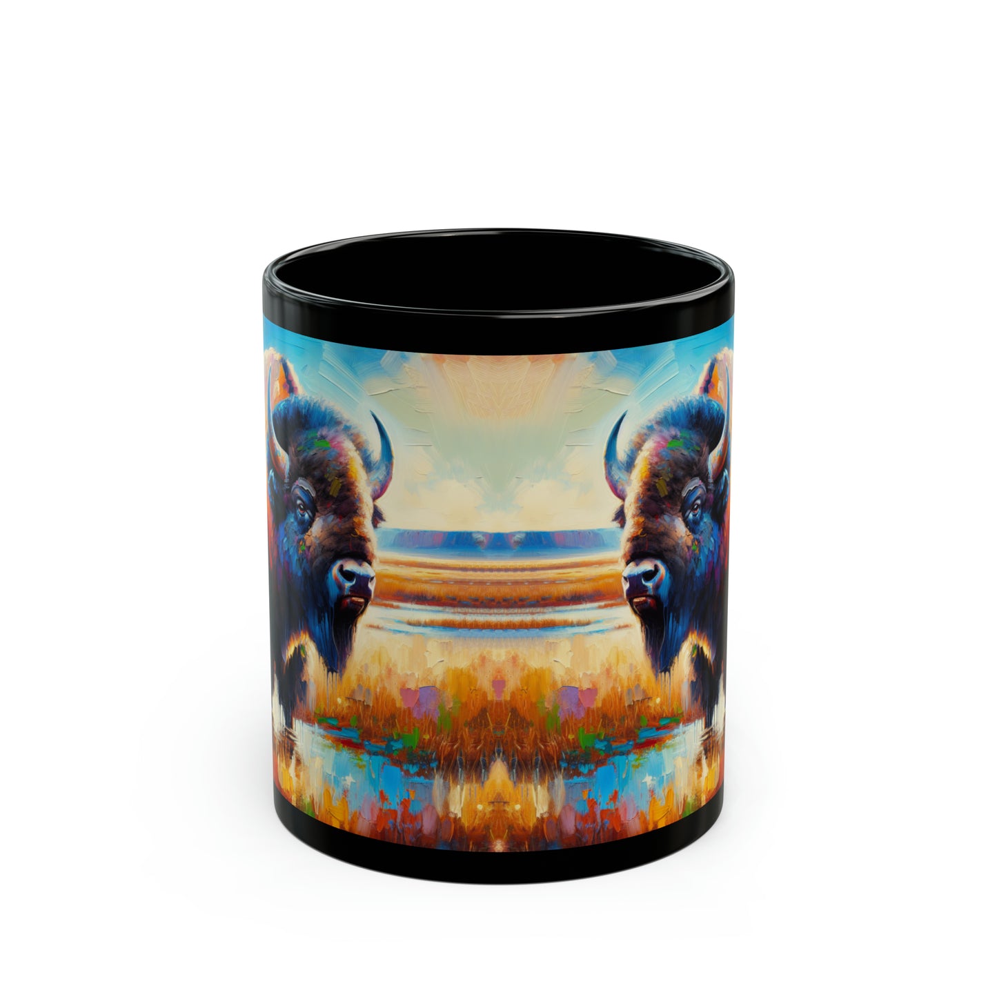 Lone Bison After Rain - Black Mug (11oz, 15oz)