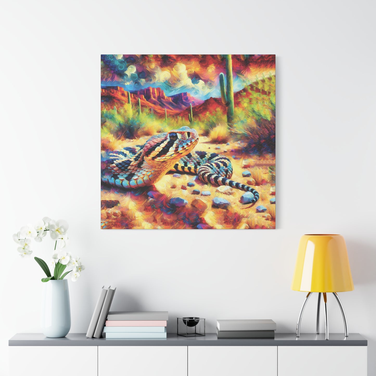 Desert Rattlesnake Expressionist Canvas Art Print