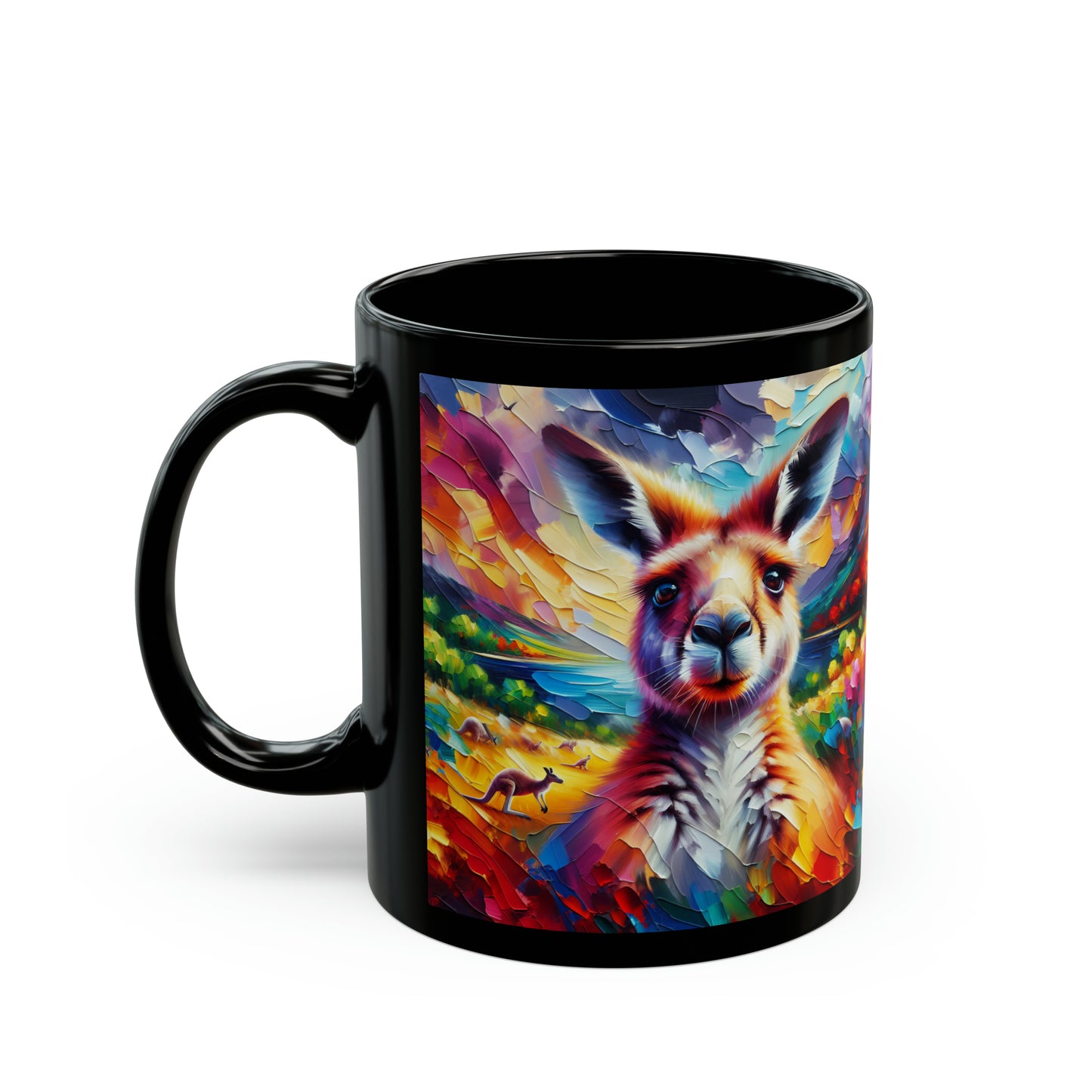 Kangaroo Photo Bomb - Black Mugs (11oz, 15oz)