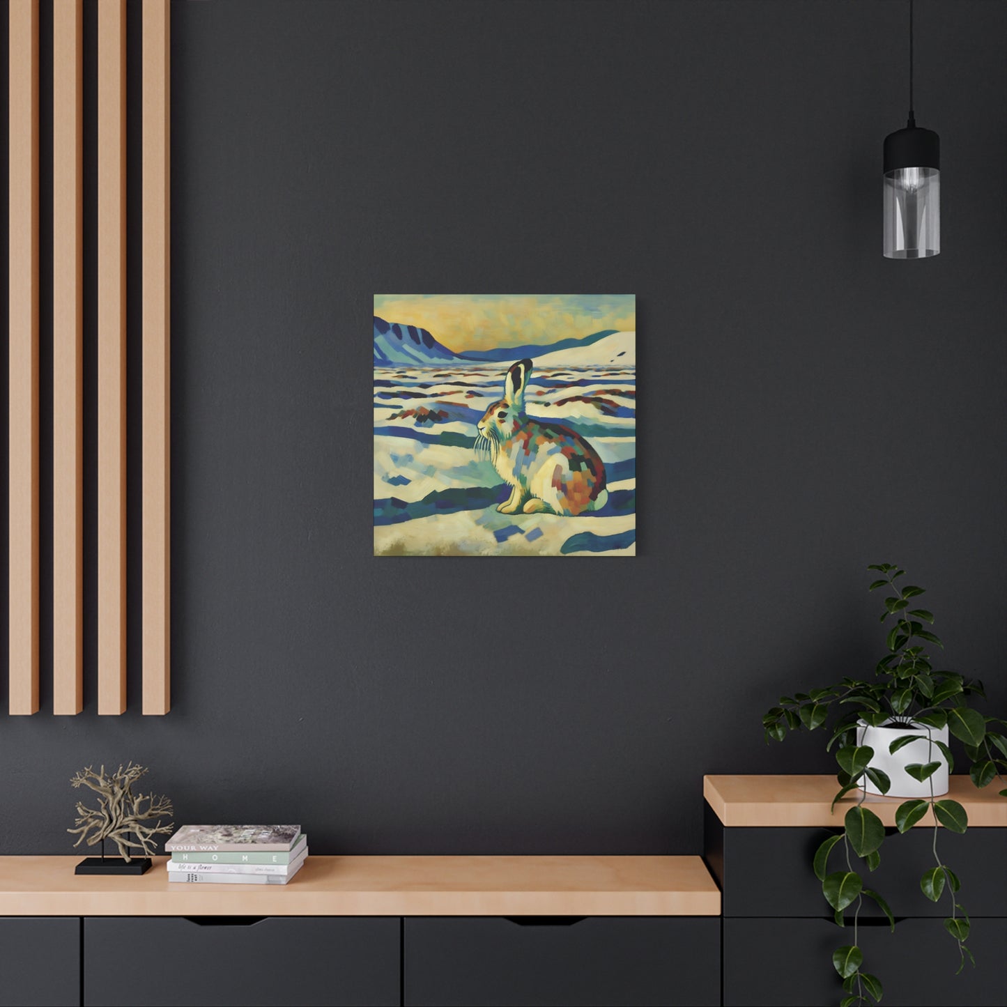Arctic Hare on the Tundra, Expressionist Style Canvas Art Print