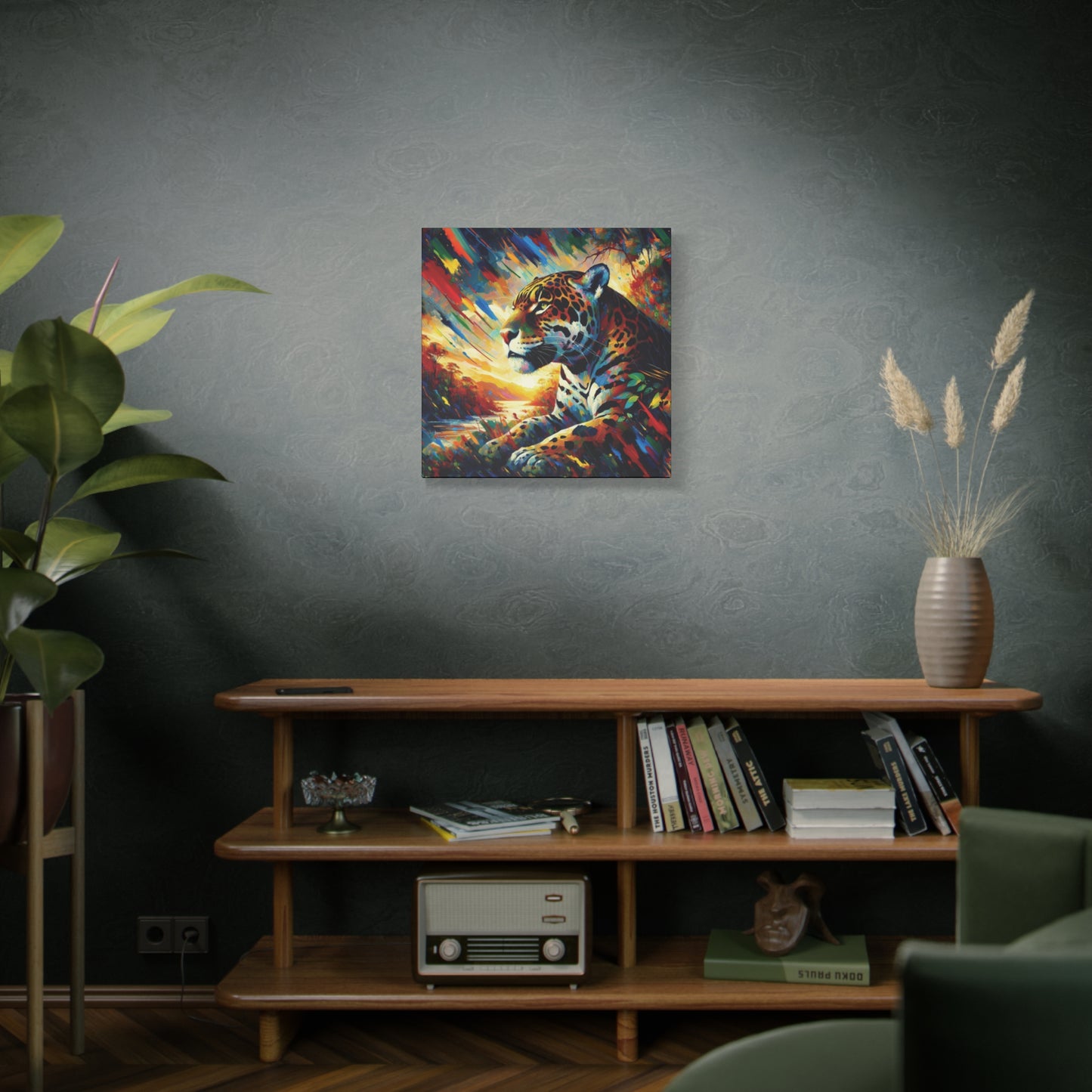 Jaguar Sunset Expressionist Canvas Art Print