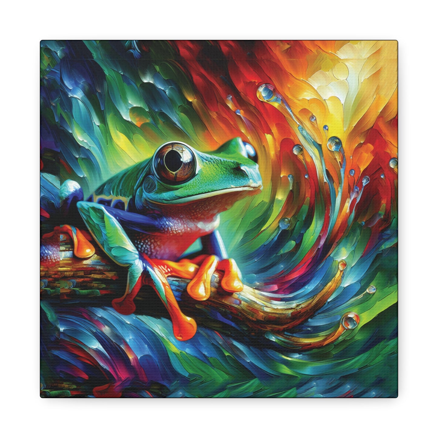 Treefrog Swirl Expressionist Canvas Art Print