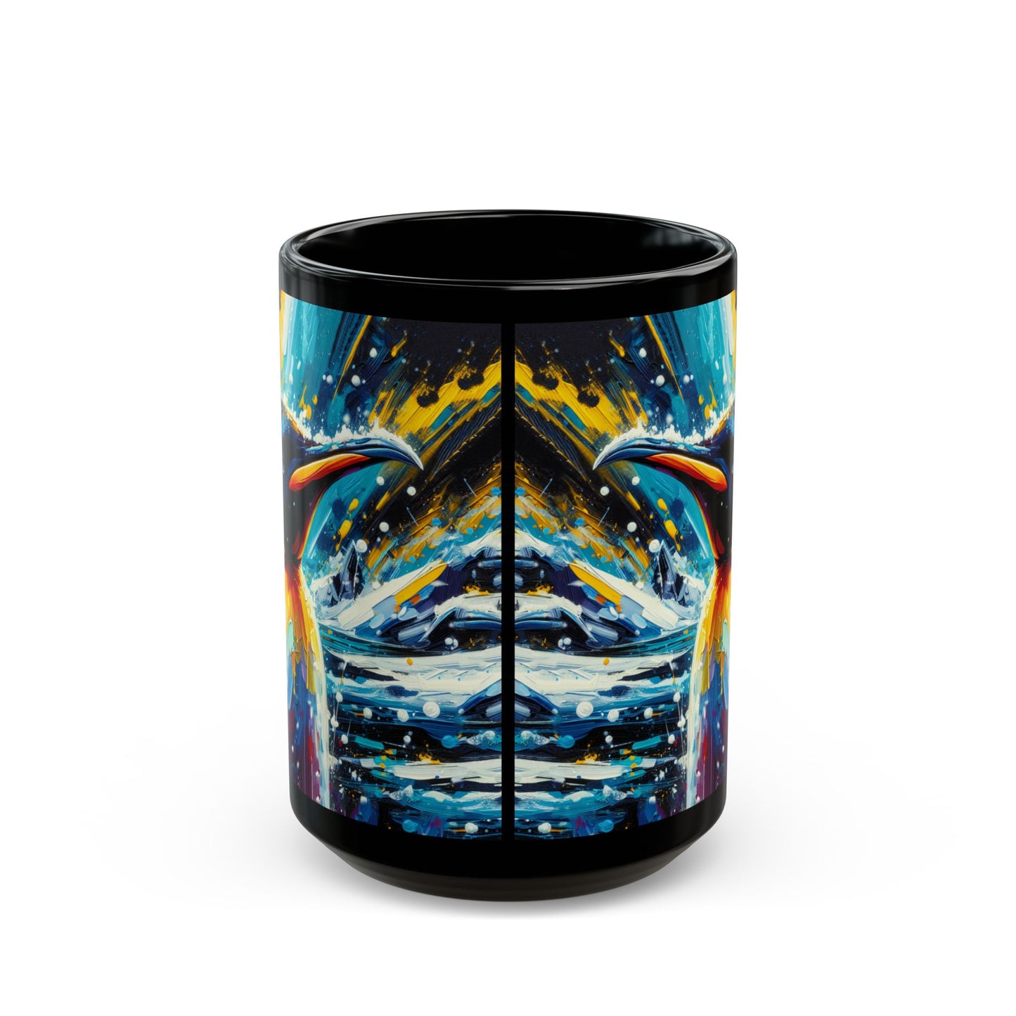 Emperor Penguin in Snowfall - Black Mug (11oz, 15oz)