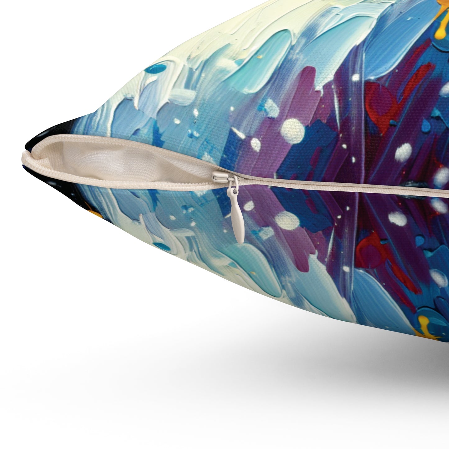 Emperor Penguin in Snowfall - Square Throw Pillows