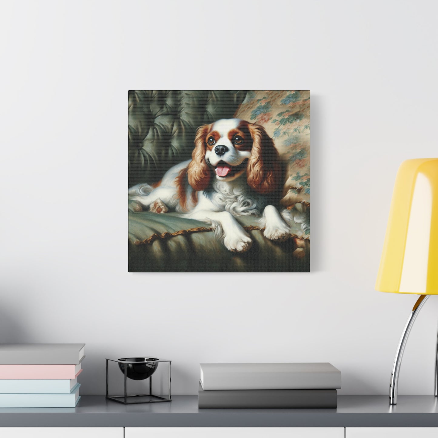 Cavalier King Charles Spaniel on Sofa Impressionist Canvas Art Print