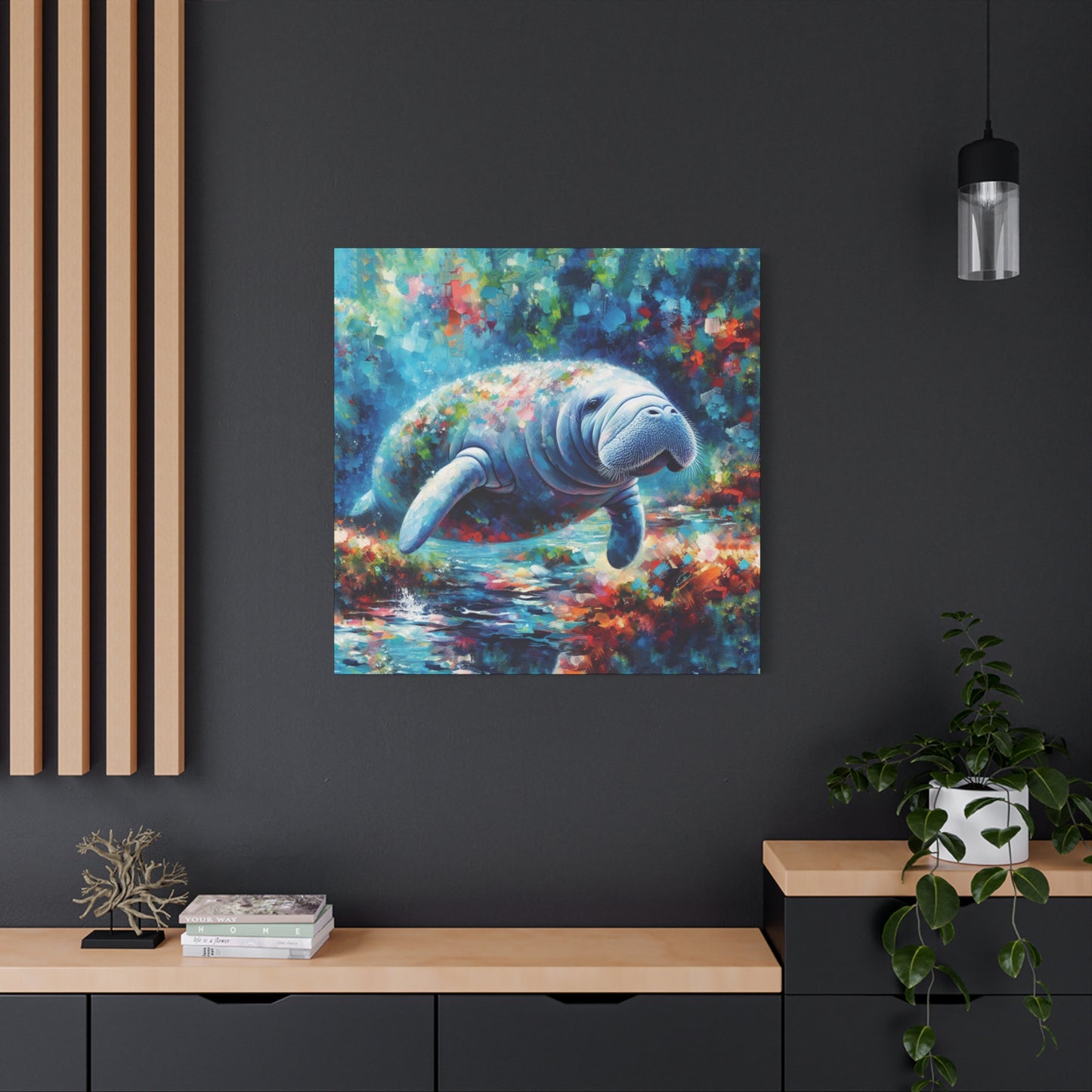 Manatee Garden Expressionist Canvas Art Print