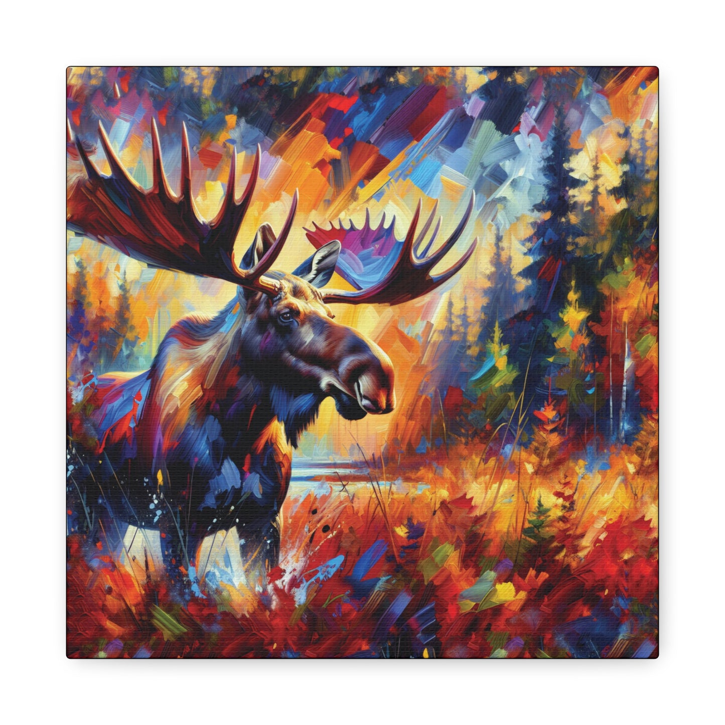 Sunset Moose Expressionist Canvas Art Print