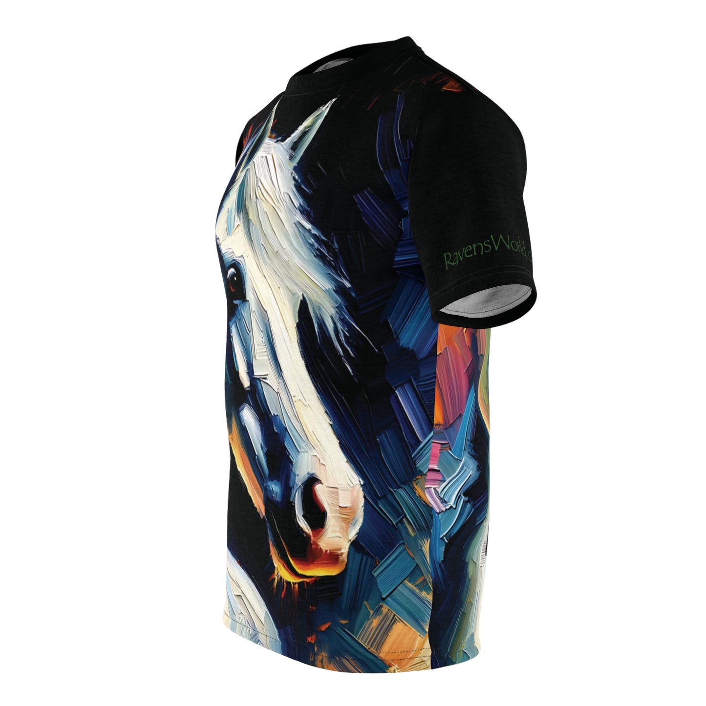 White Arabian Portrait Vibrant Art Tee | Colorful Unisex Cut & Sew T-Shirt, Wildlife Apparel, Unique Graphic Tee, Birthday Gift