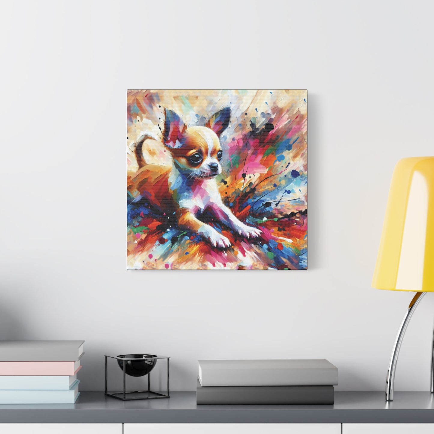Chihuahua Mayhem Expressionist Canvas Art Print