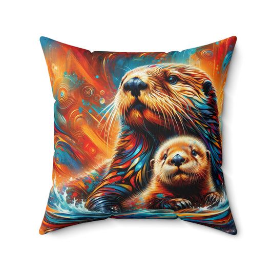 Sea Otters - Square Pillow