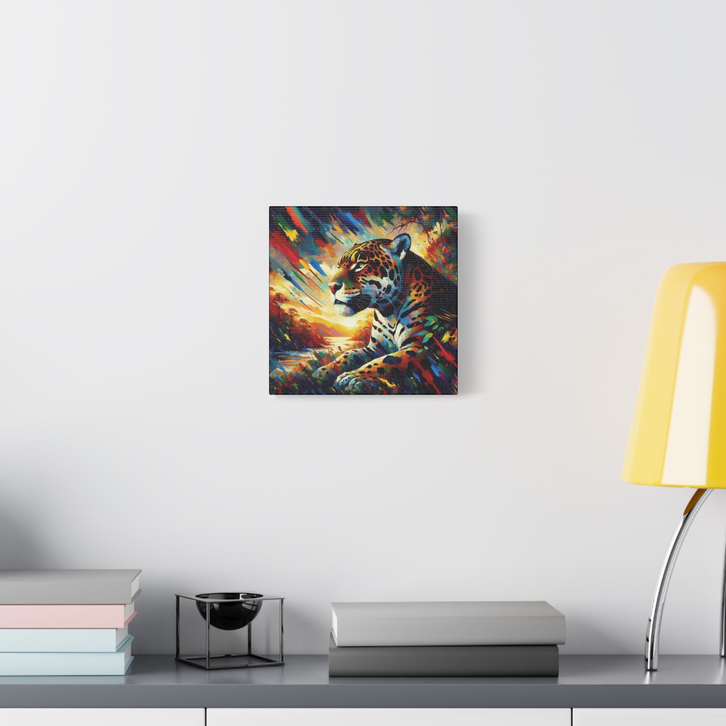 Jaguar Sunset Expressionist Canvas Art Print
