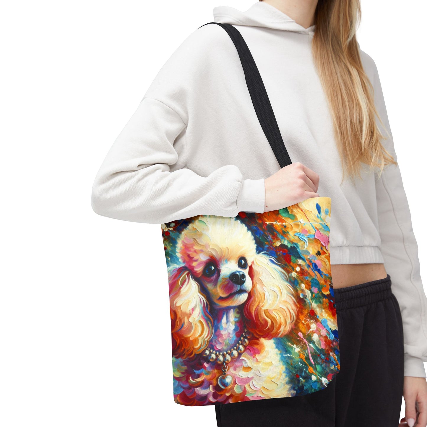 Cream Poodle with Pearls Tote Bag