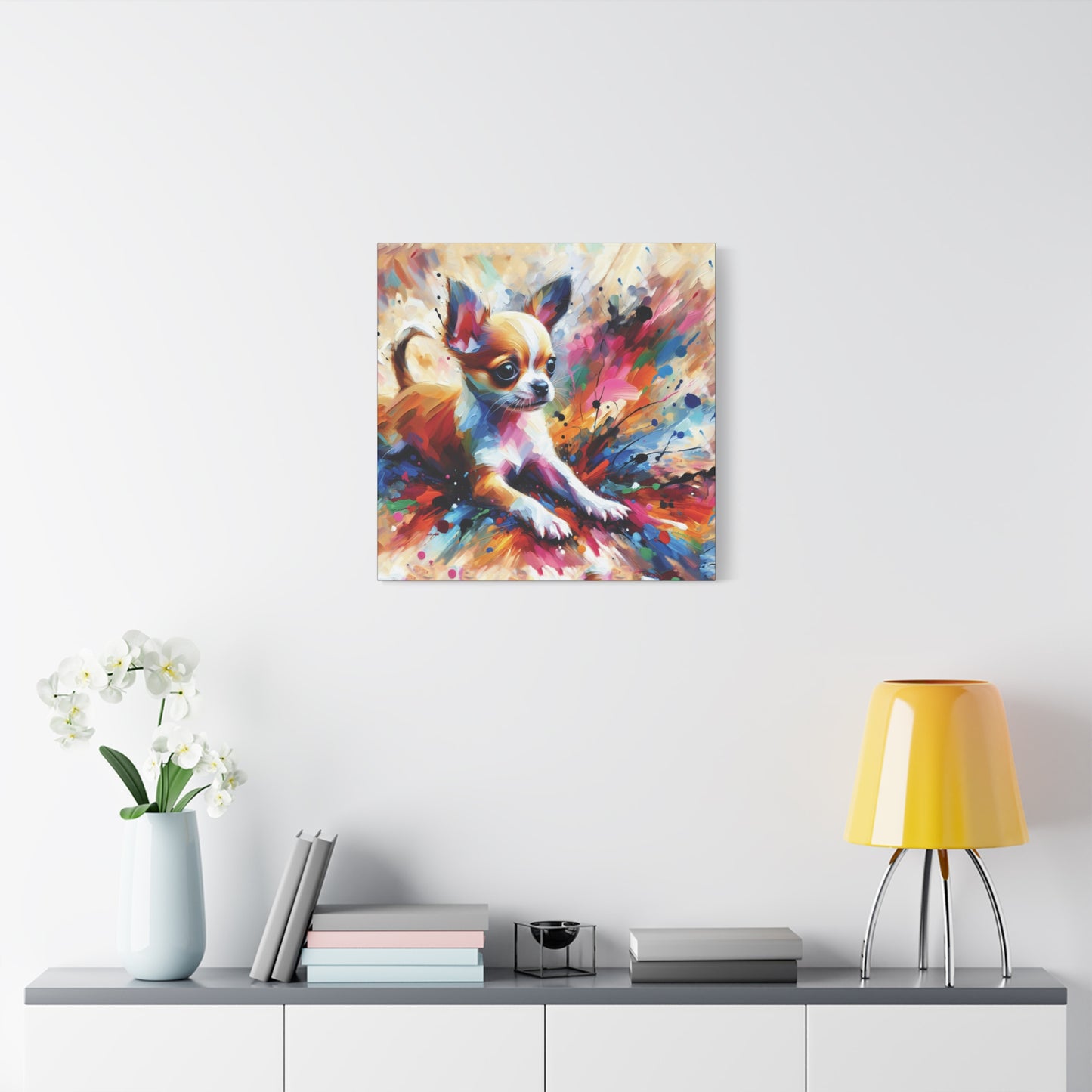 Chihuahua Mayhem Expressionist Canvas Art Print