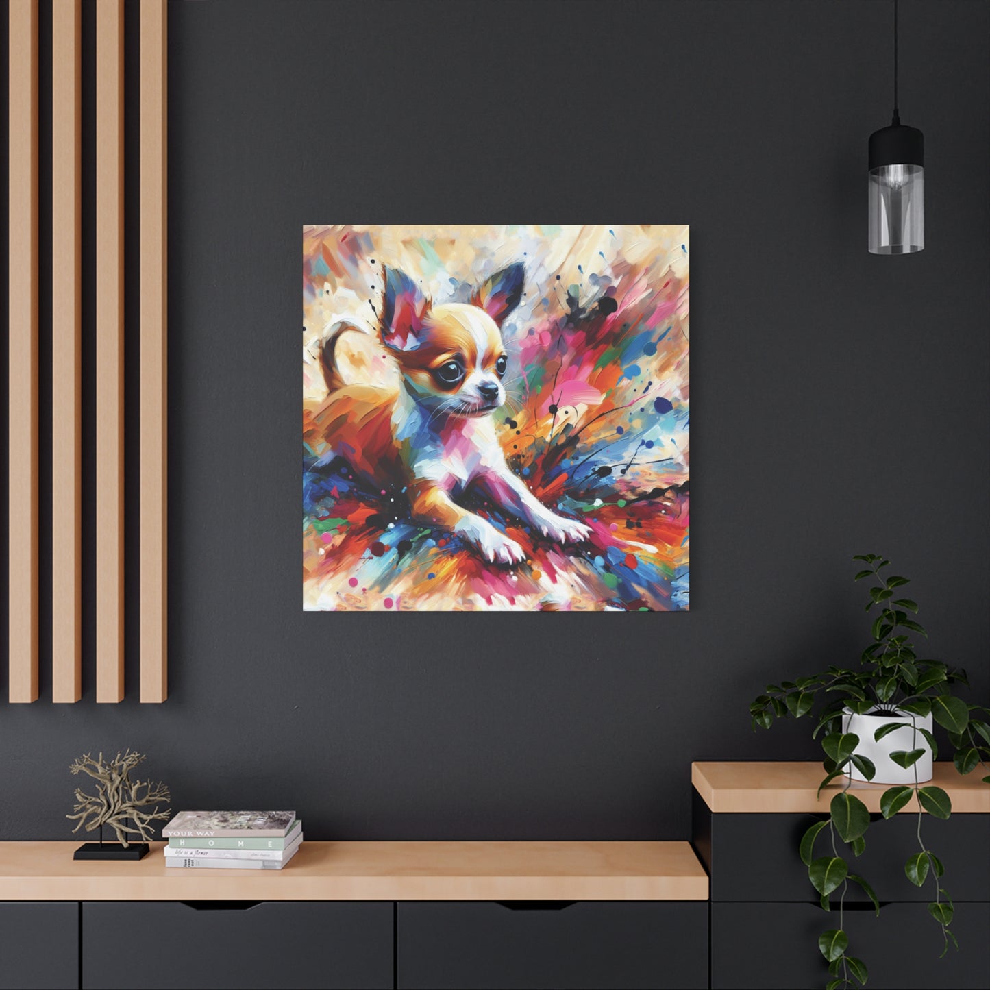 Chihuahua Mayhem Expressionist Canvas Art Print