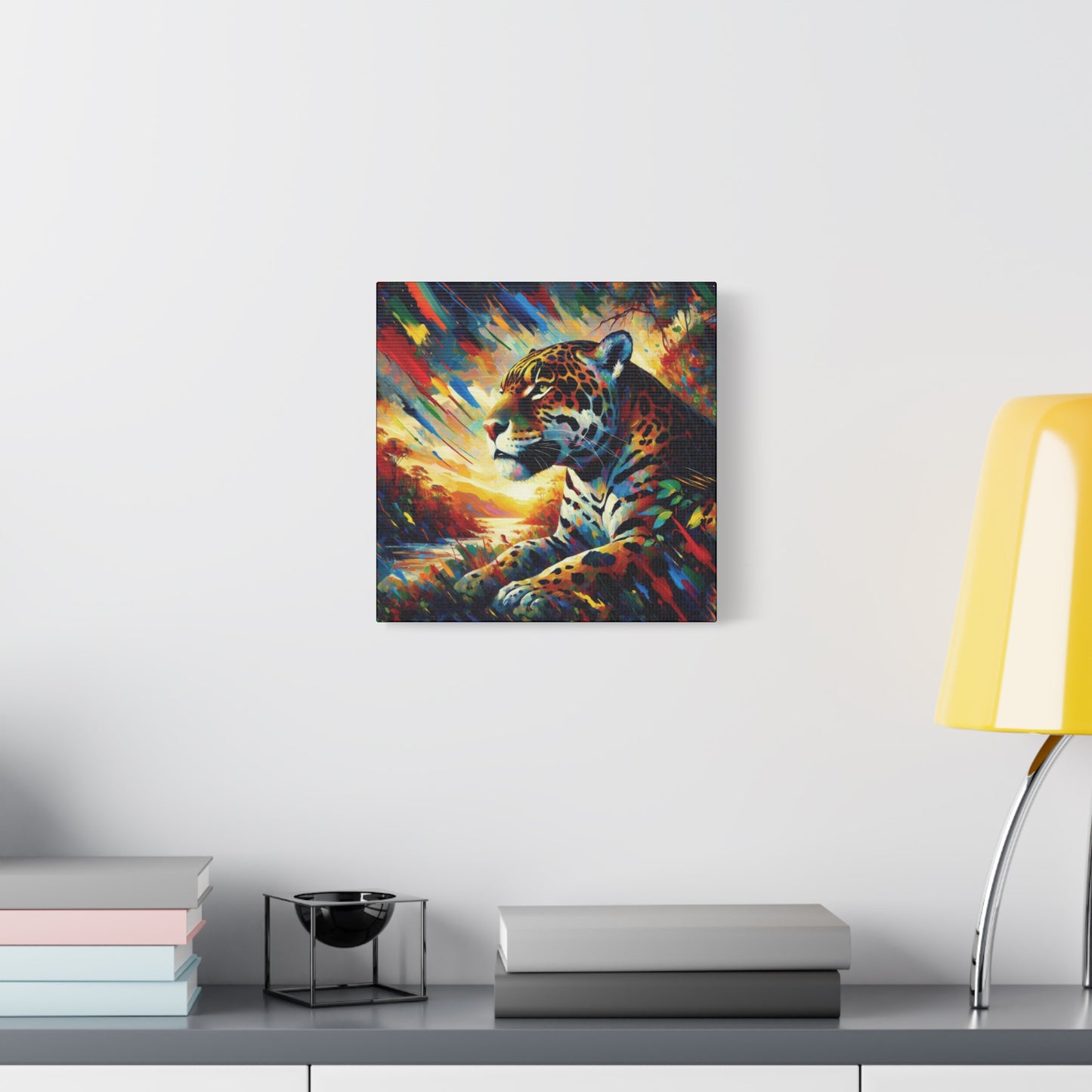 Jaguar Sunset Expressionist Canvas Art Print