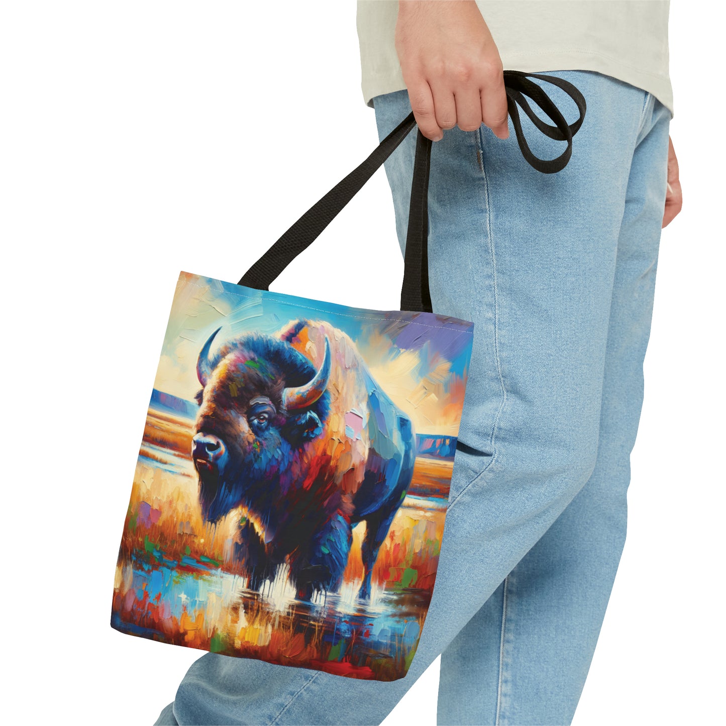 Lone Bison After Rain - Tote Bag