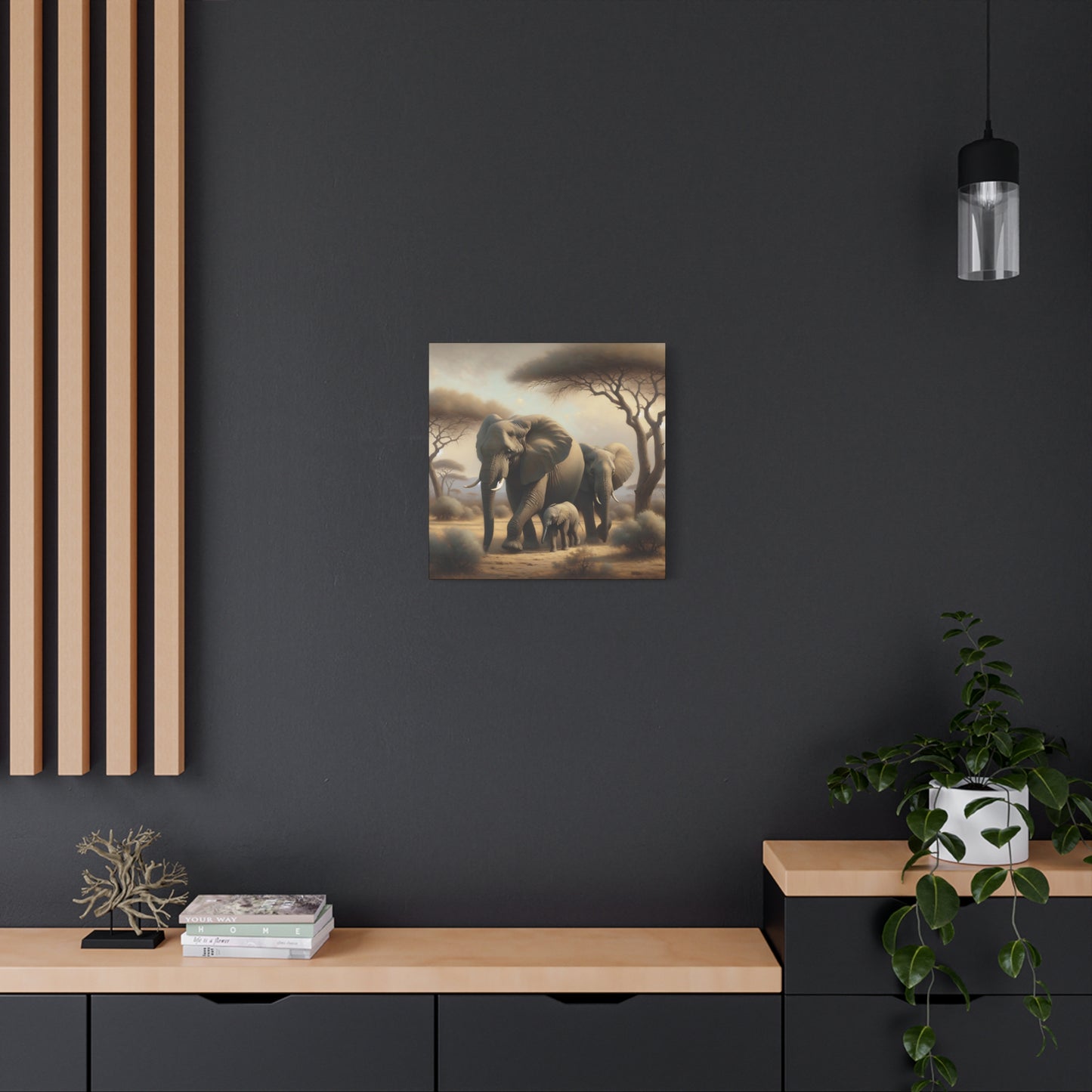African Elephant Family Canvas Art Print