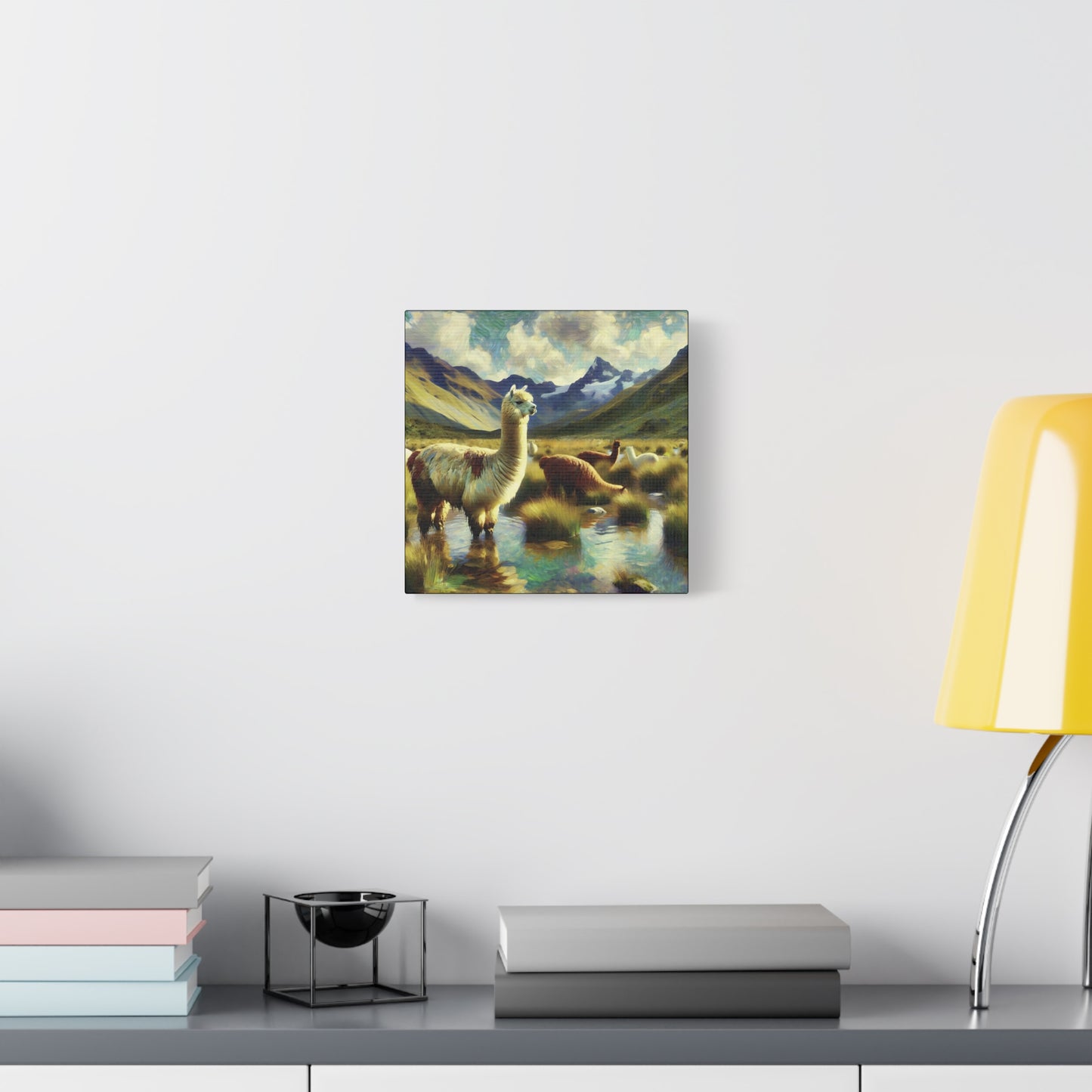 Alpacas in the Andes Canvas Art Print | Impressionist Wildlife Art