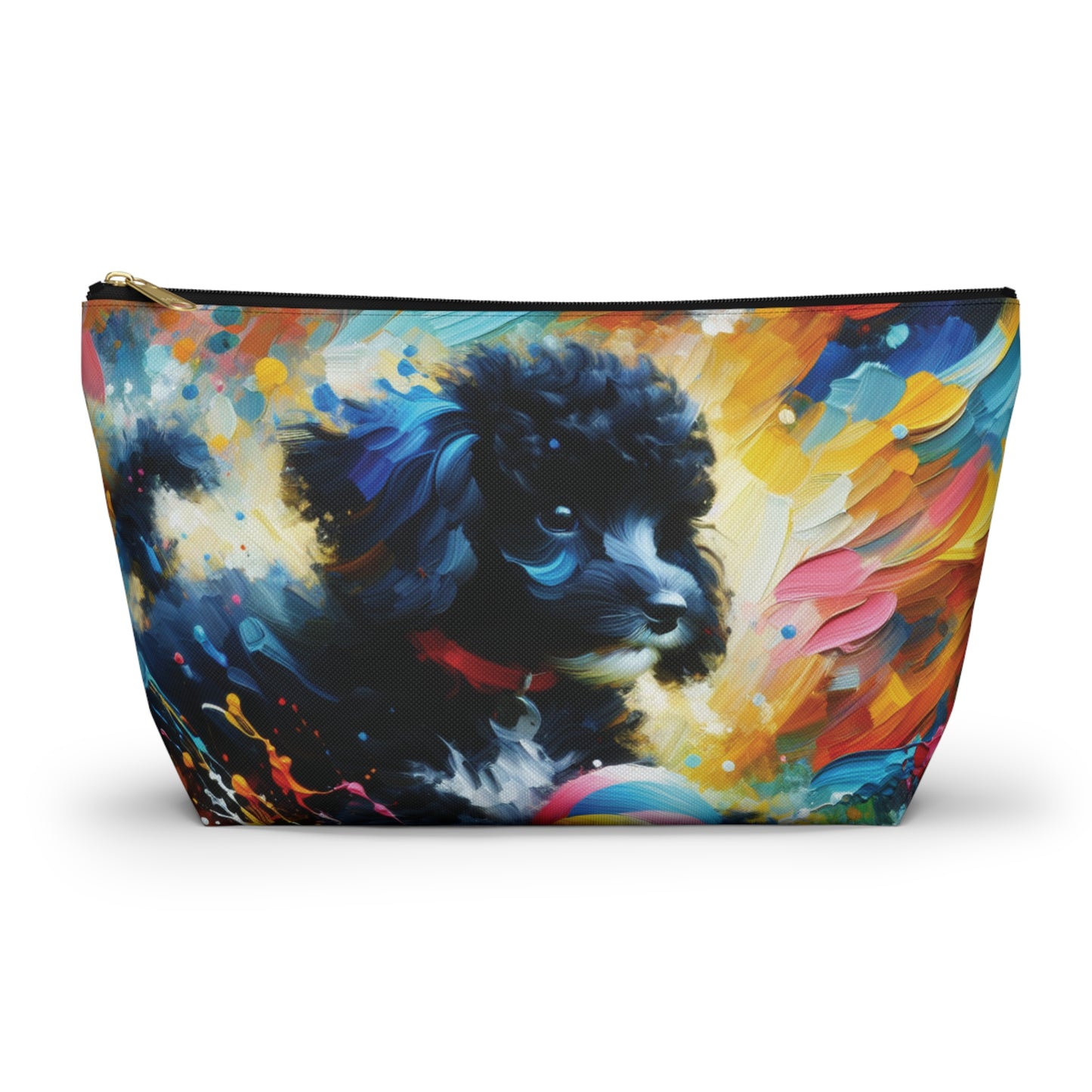 Black and White Poodle T-bottom Pouch | Perfect for Dog Lovers, Travel Accessory, Makeup Bag, Organizer
