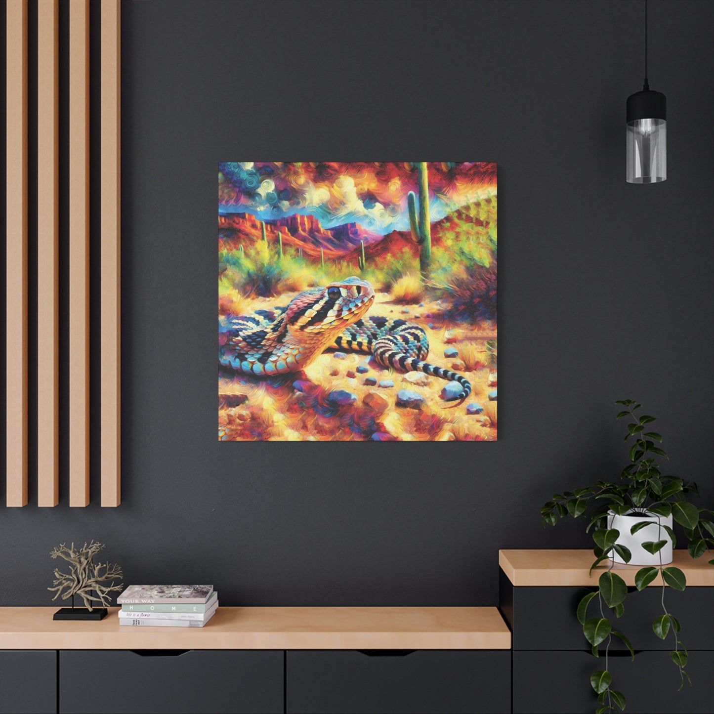 Desert Rattlesnake Expressionist Canvas Art Print