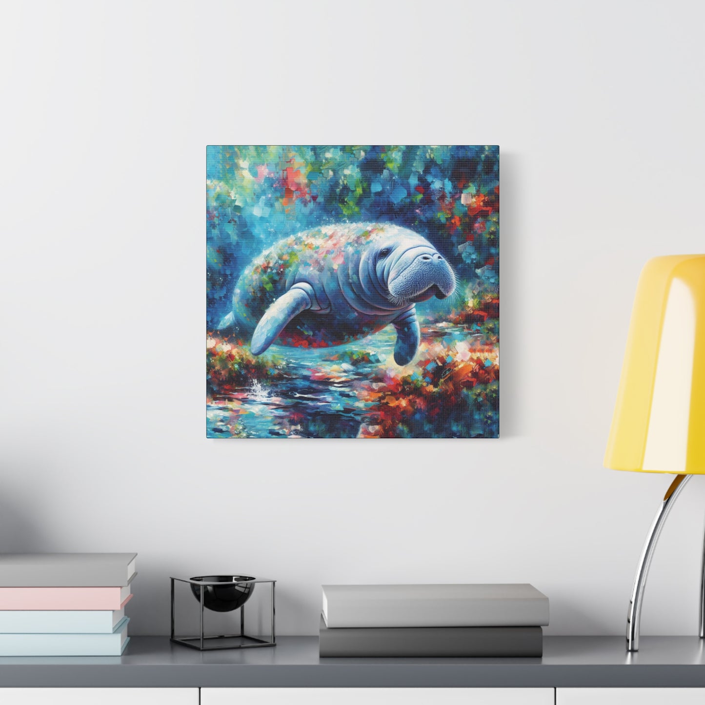 Manatee Garden Expressionist Canvas Art Print
