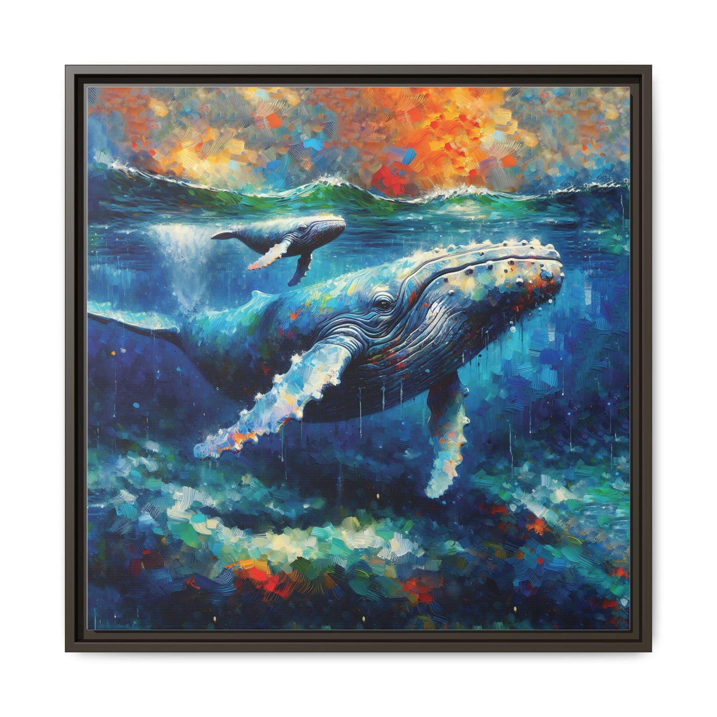 Vibrant Whale Art Canvas Print - Framed Wall Decor