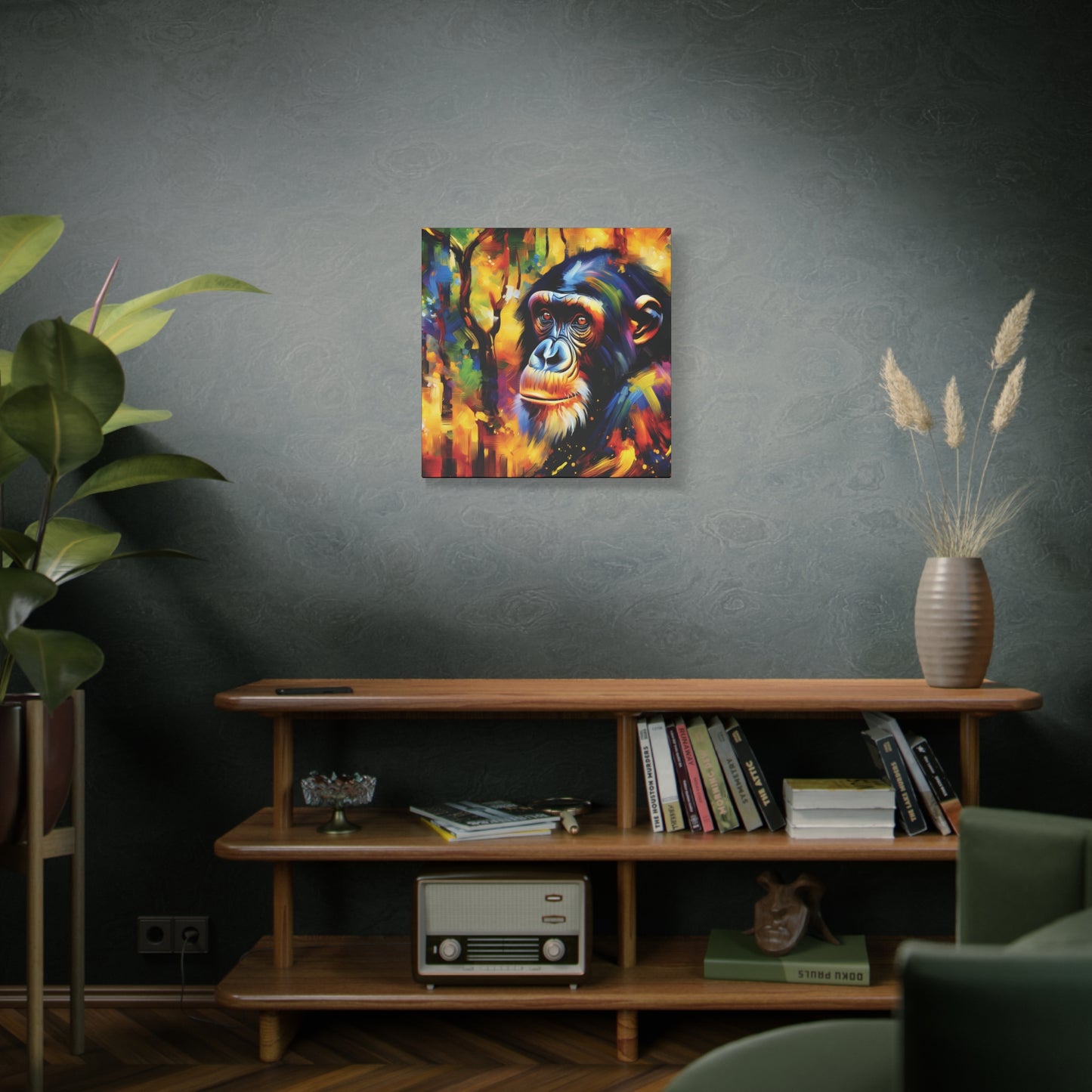 Curious Bonobo Expressionist Canvas Art Print
