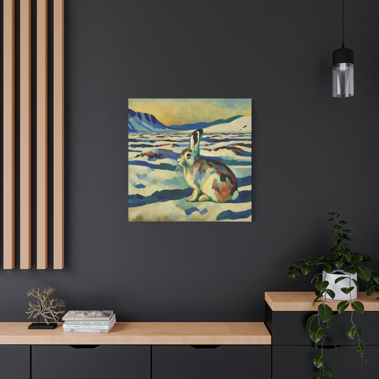 Arctic Hare on the Tundra, Expressionist Style Canvas Art Print