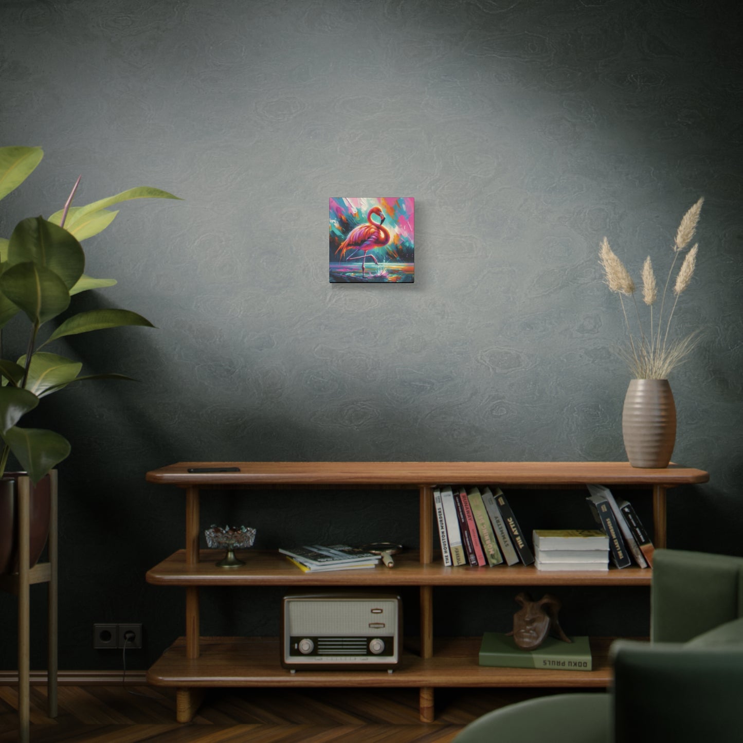 Canvas Wall Art - Flamingo Colorful Expressionist Style Print