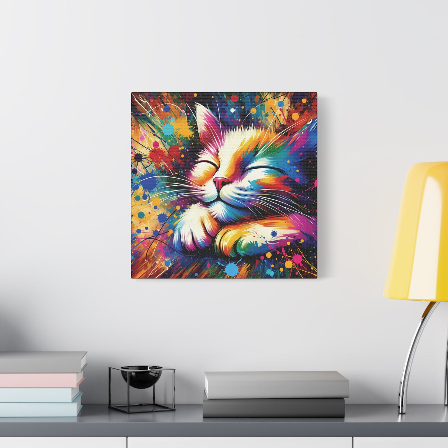 Canvas Wall Art - Contented Cat - Modern Impressionist Art Style