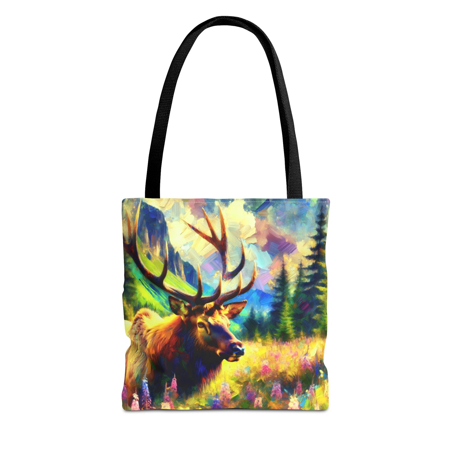 Bull Elk in Mountain Meadow - Tote Bag