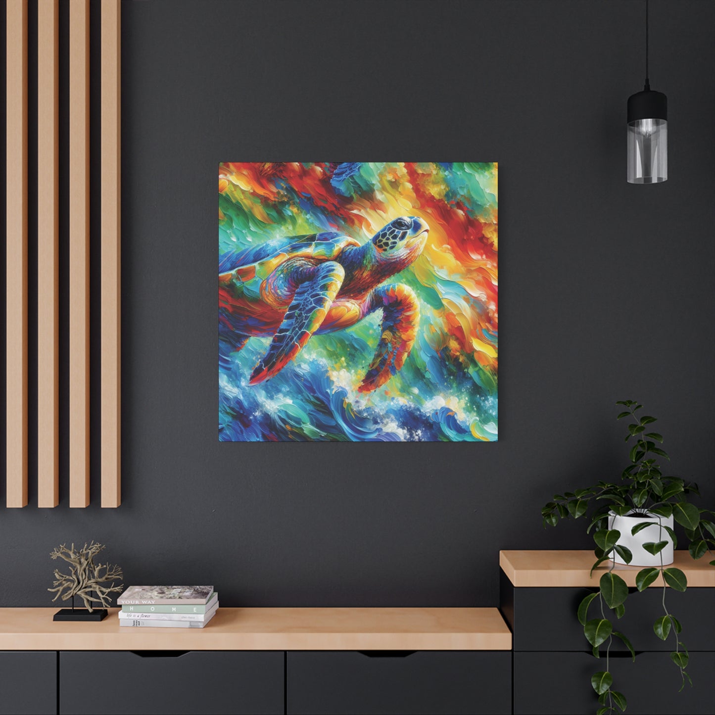 Canvas Wall Art - Sea Turtle Heading for the Light