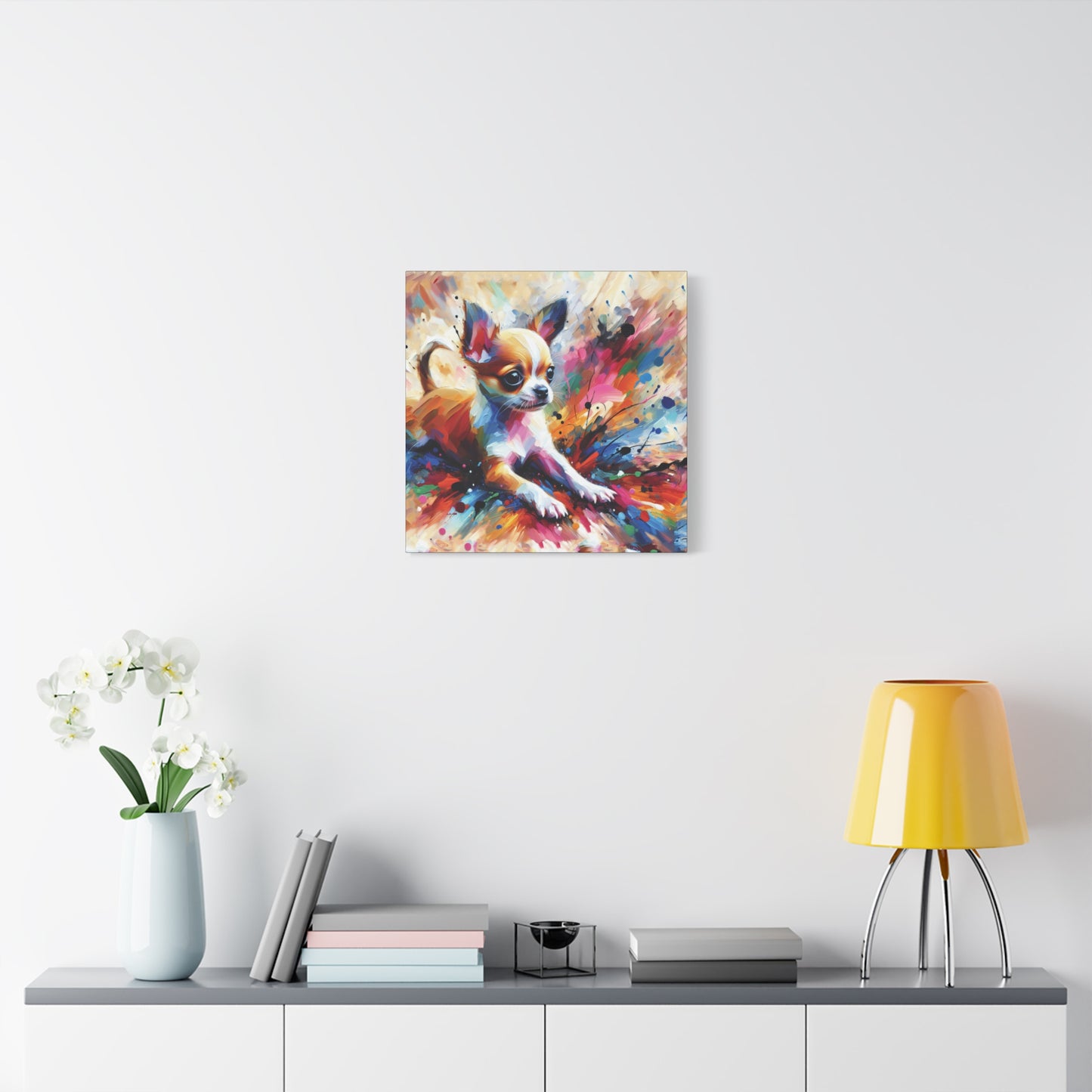 Chihuahua Mayhem Expressionist Canvas Art Print