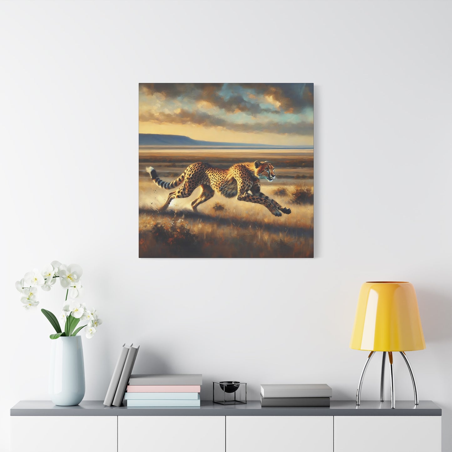 Cheetah Running Impressionist Canvas Art Print