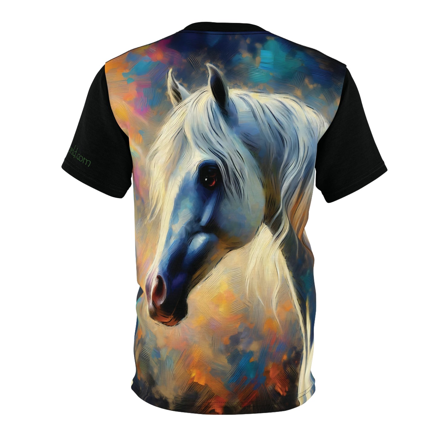 Andalusian Horse Portrait Vibrant Art Tee | Colorful Unisex Cut & Sew T-Shirt, Wildlife Apparel, Unique Graphic Tee, Birthday Gift