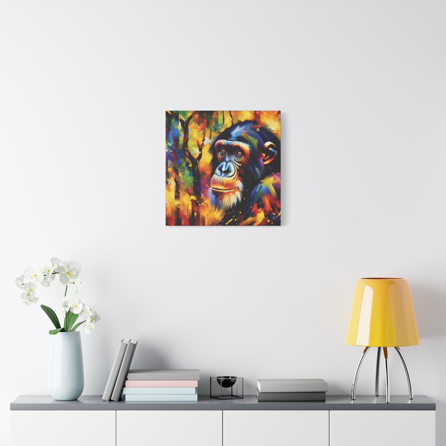 Curious Bonobo Expressionist Canvas Art Print