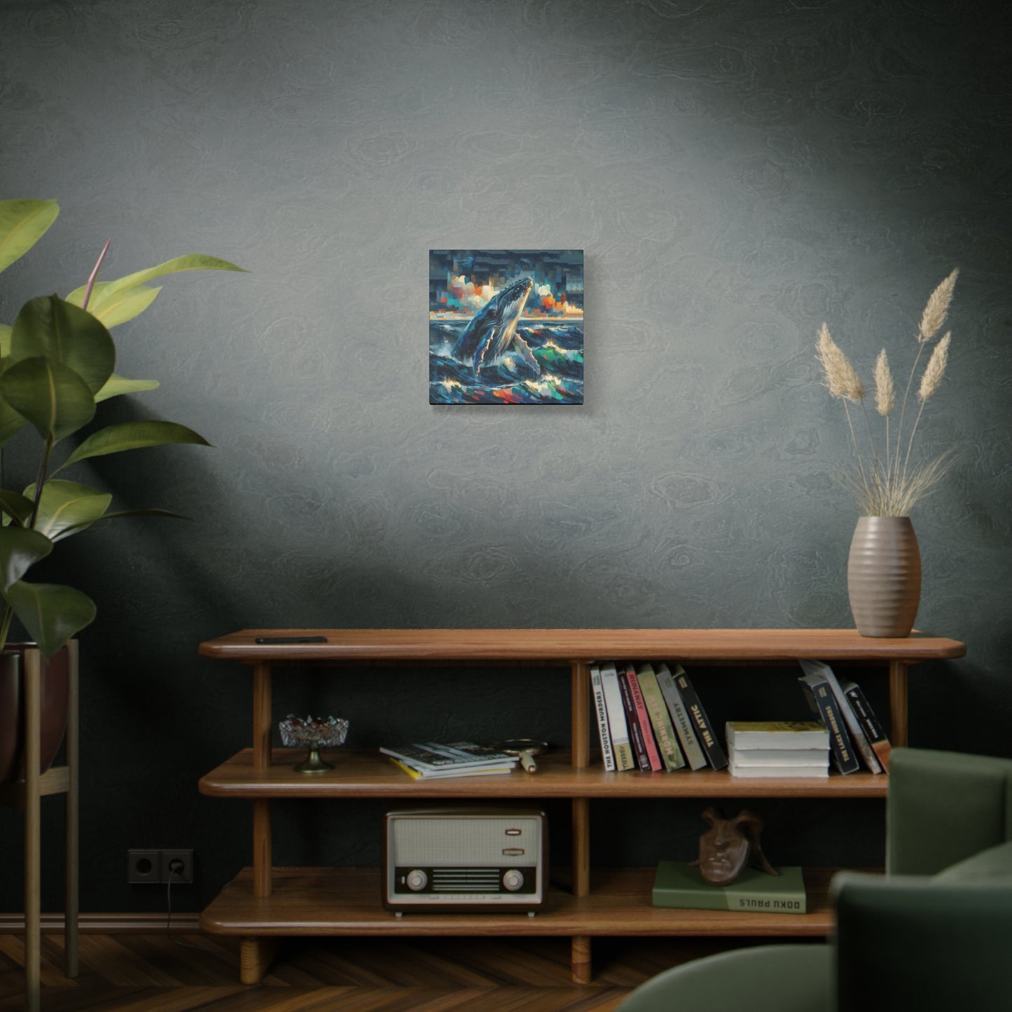 Humpback Breaching Expressionist Canvas Art Print