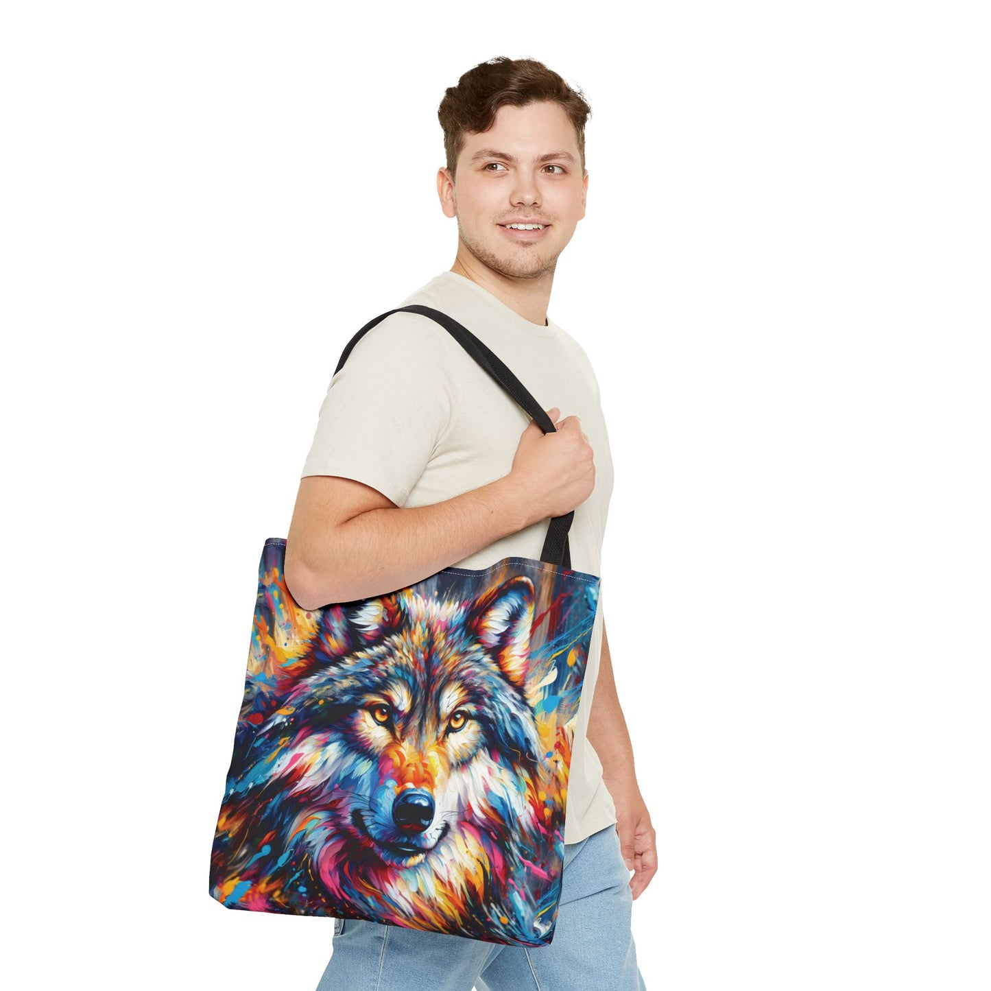 Alpha Wolf Tote Bag - Expressionist Art Style