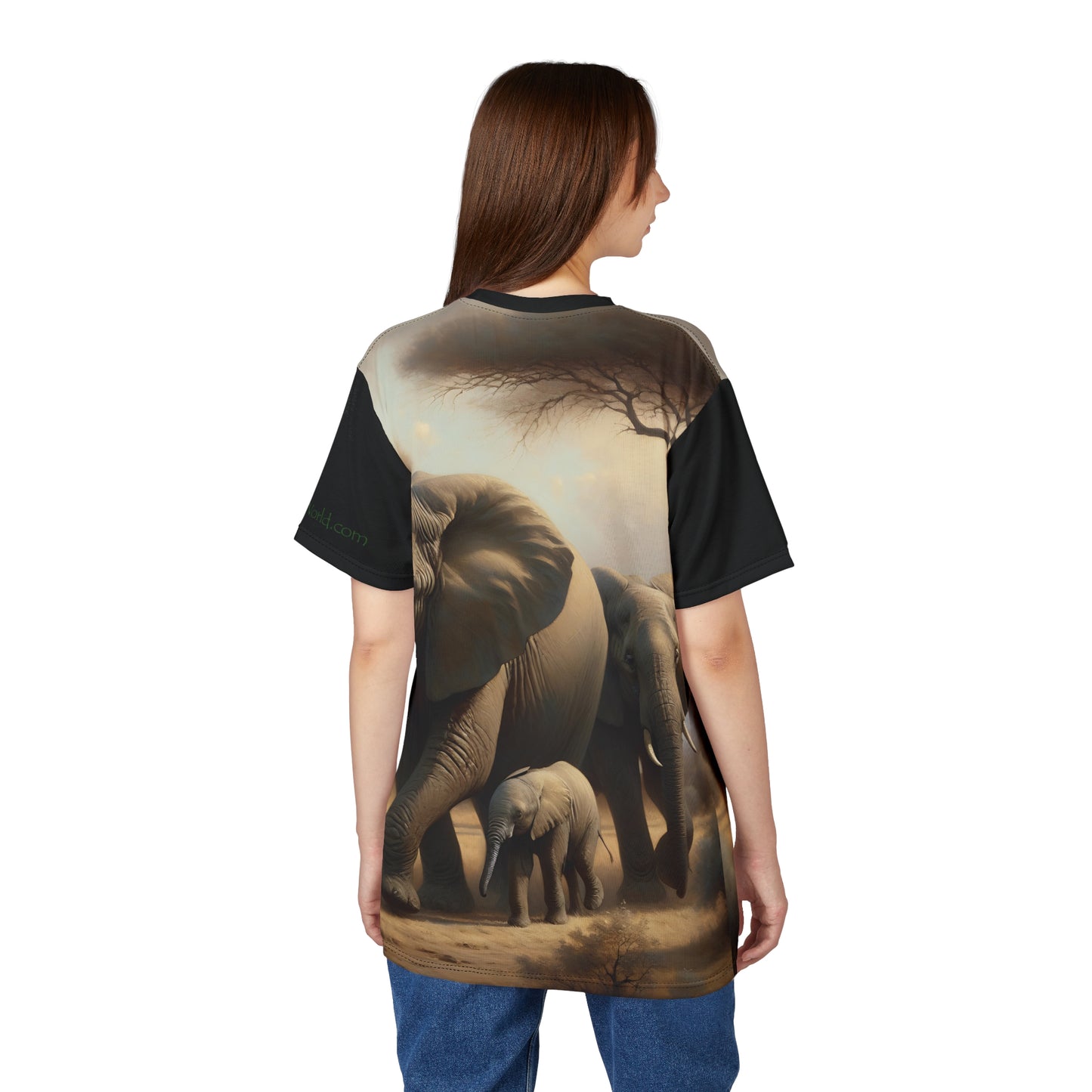 African Elephant Family Art Tee | Unisex Cut & Sew T-Shirt, Wildlife Apparel, Unique Graphic Tee, Birthday Gift
