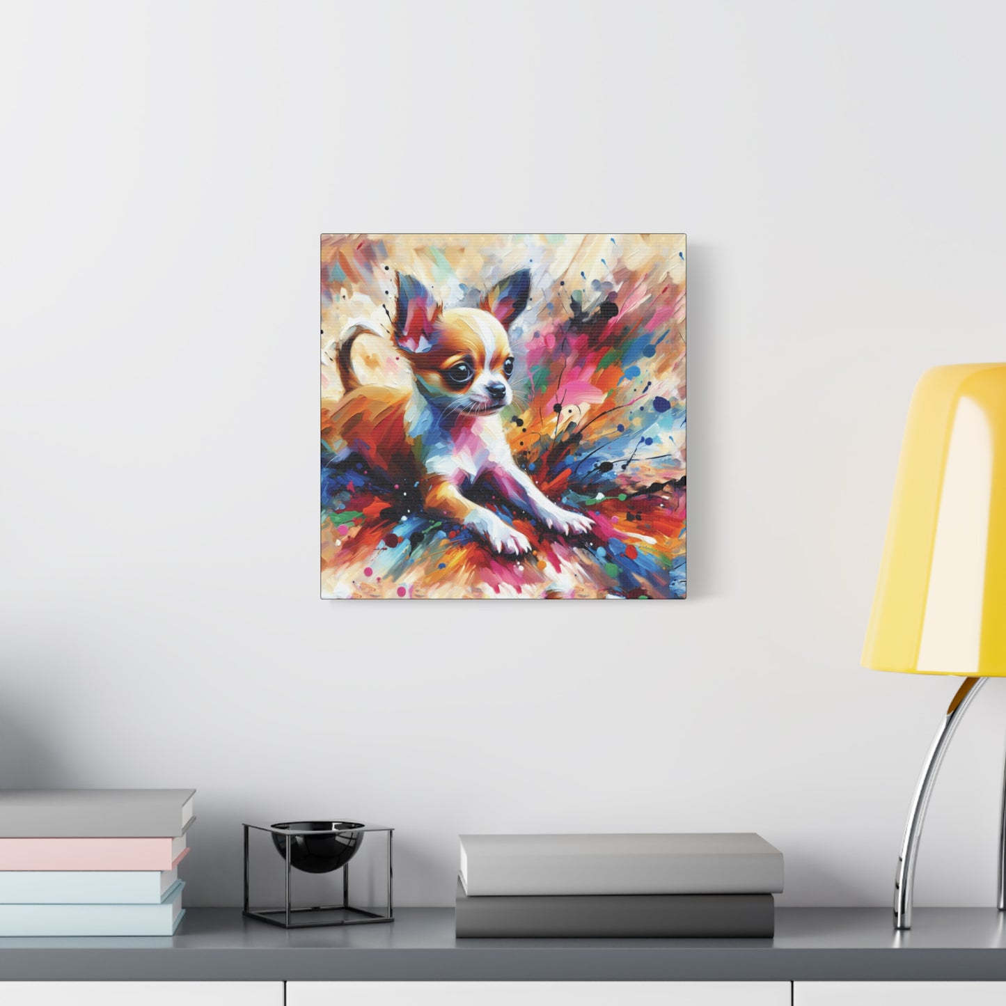 Chihuahua Mayhem Expressionist Canvas Art Print