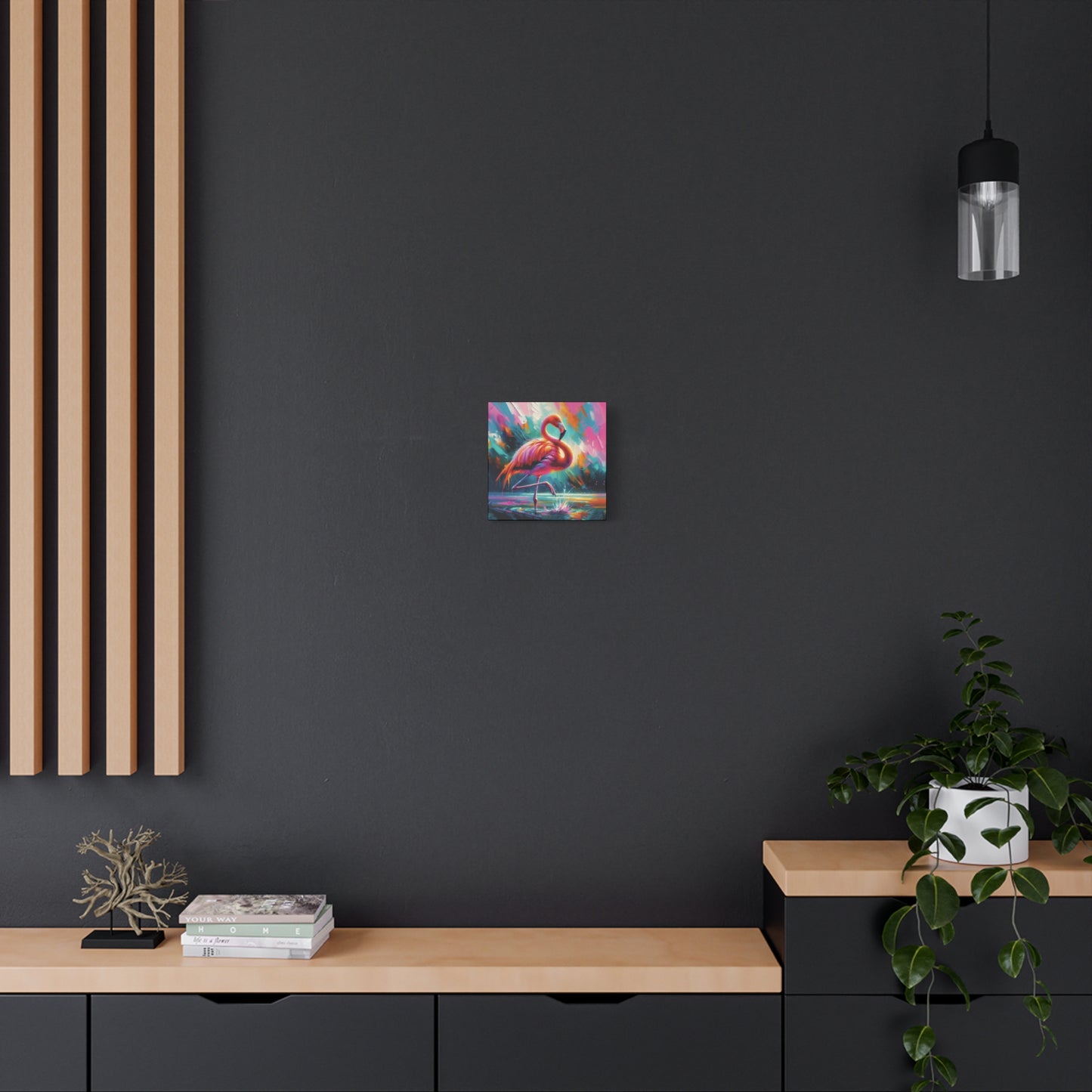 Canvas Wall Art - Flamingo Colorful Expressionist Style Print