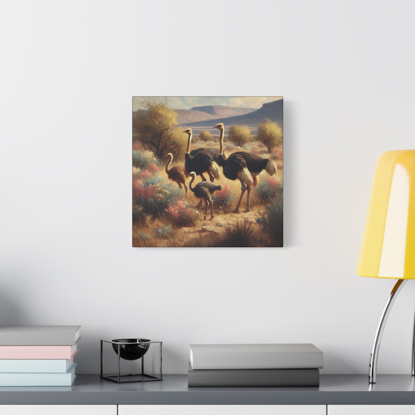 Ostrich Flock Impressionist Canvas Wall Art